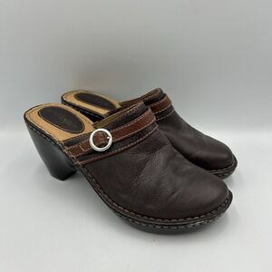 Cherokee Brown Leather Sandals Mules Women's Comfort Slip On Shoes Size 7.5